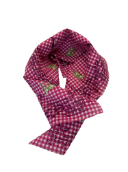 Bild von  Baumwolltuch mit Hirsch - Rosa kariert mit Schwarz