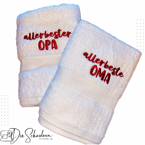 Bild von Besticktes Handtuch-Set „Allerbeste Oma & Opa“