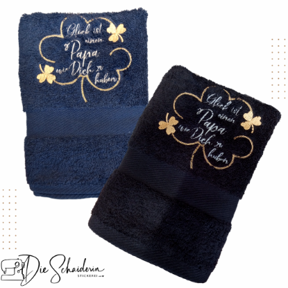 Bild von Besticktes Handtuch – „Glück ist, einen Papa wie dich zu haben“