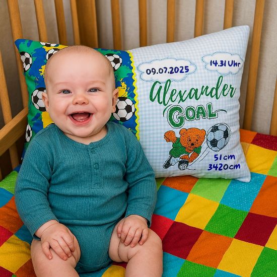 Picture of Personalisierbares Geburtskissen - Fußball