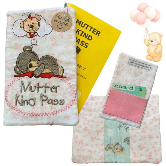 Picture of  Handgemachte Mutter-Kind-Pass Hülle – Bärenstark & Herzallerliebst