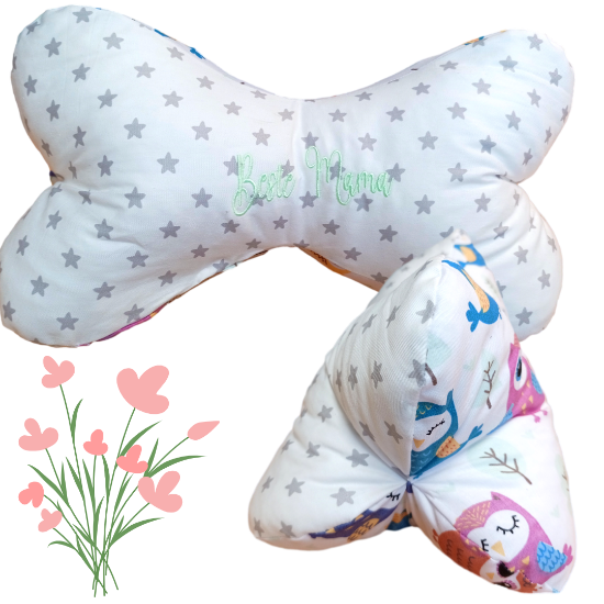 Bild von Leseknochen "Beste Mama" – Handgemachtes Nackenkissen mit Stickerei