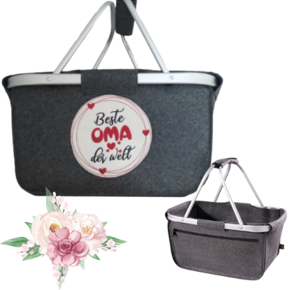 Bild von Filzkorb mit Aluminiumrahmen – "Beste Oma der Welt"