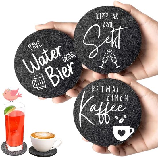 Bild von Filzuntersetzer mit Sprüchen