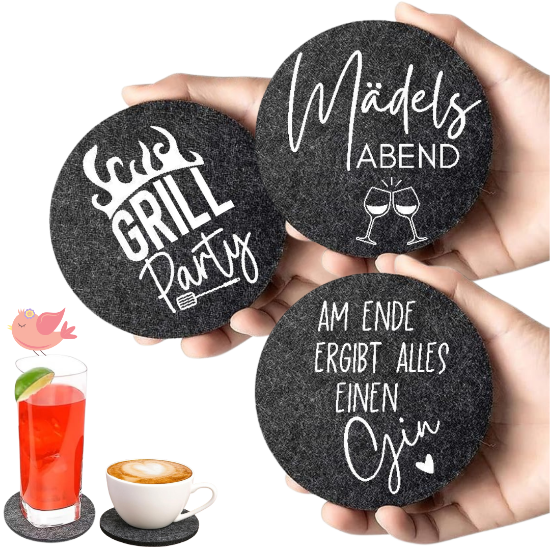 Bild von Filzuntersetzer mit Sprüchen