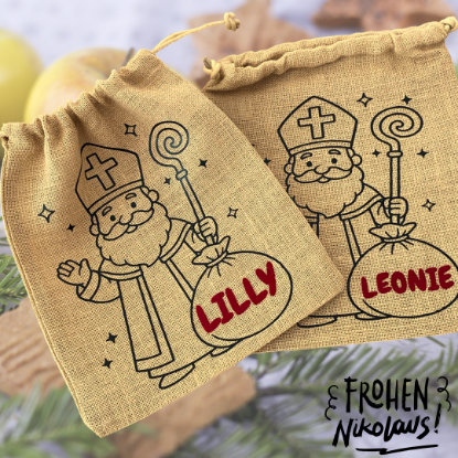 Bild von Nachhaltiges,Personalisierbares Jute-Nikolosackerl 25x30 cm