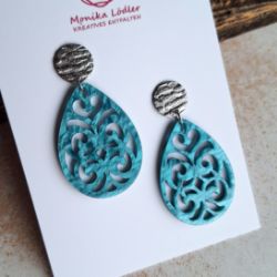Bild von Ornament-Ohrstecker - Tropfenform aus Resin - blue atoll